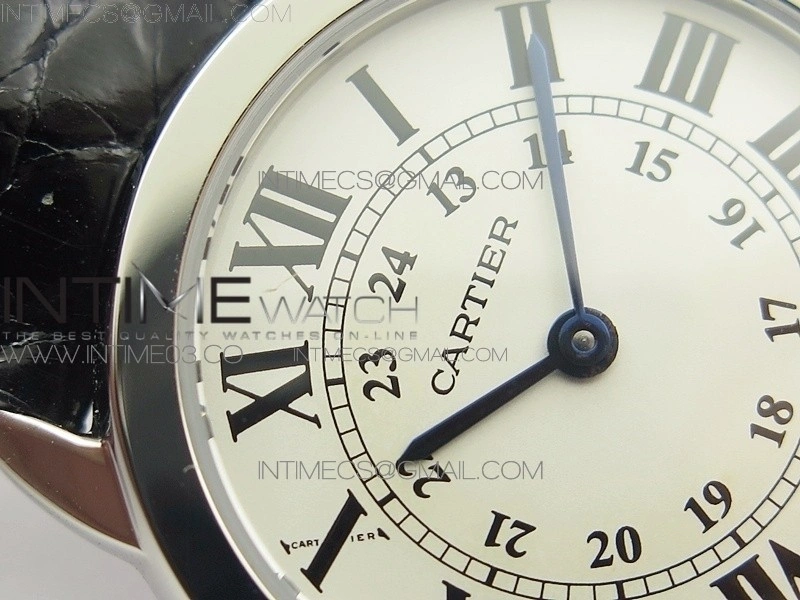 Ronde Solo de Cartier 29.5mm K11 1:1 Best Edition White Dial on Black Croco Leather Strap Ronda Quartz